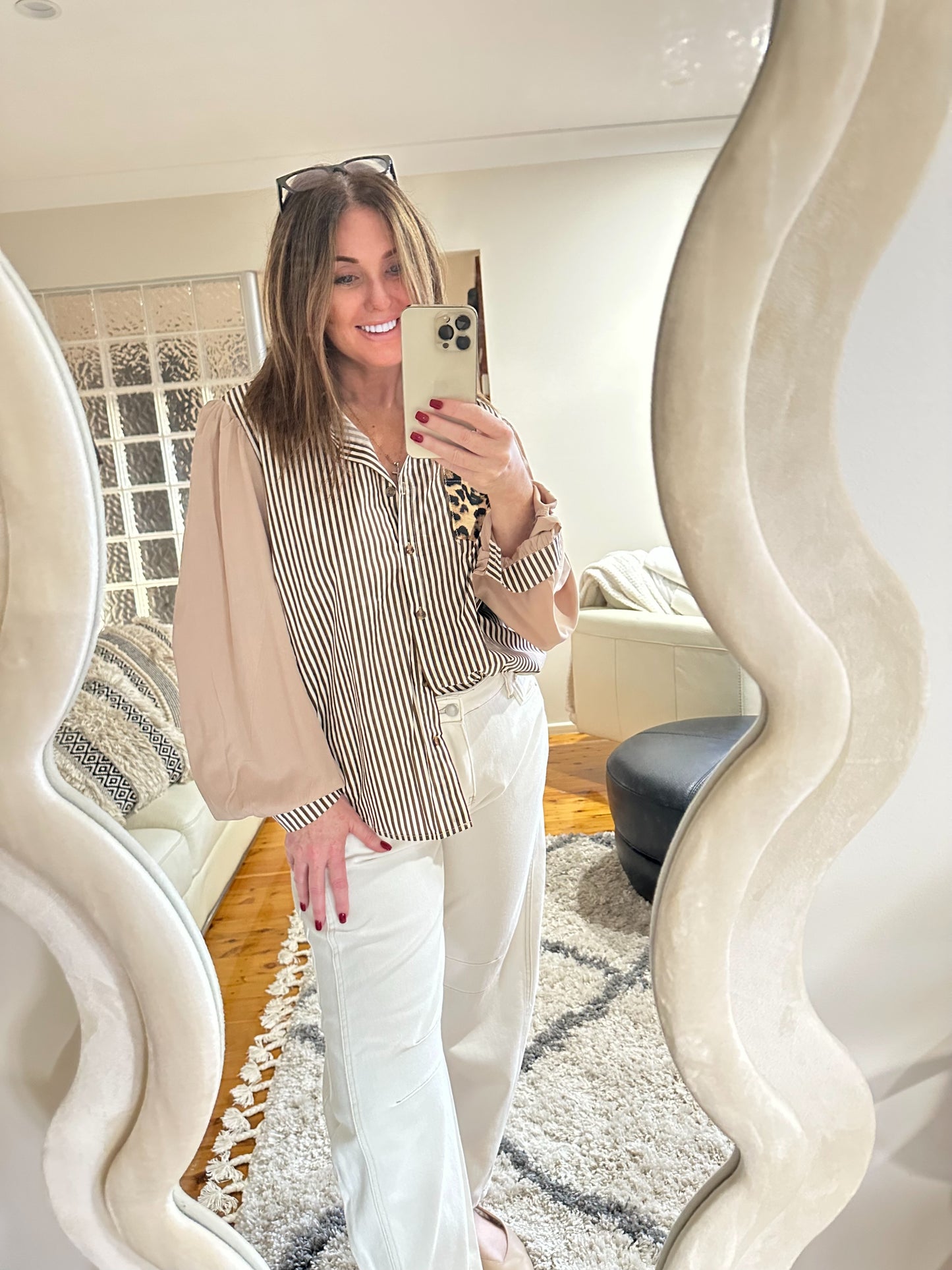 LEOPARD + STRIPE SHIRT
