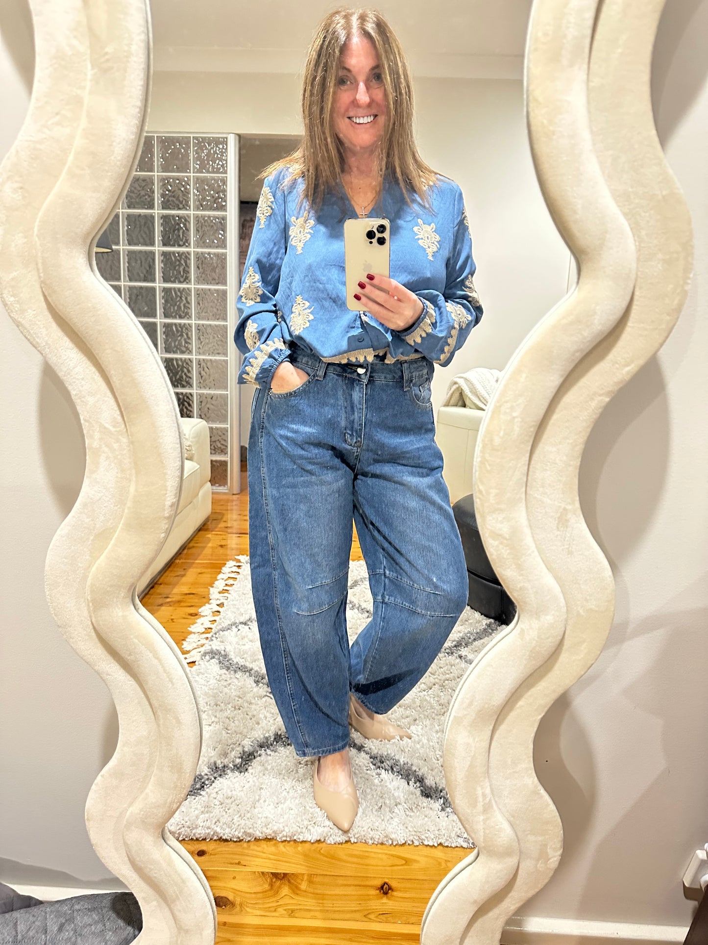 G R A C I E embroided blouse in Denim