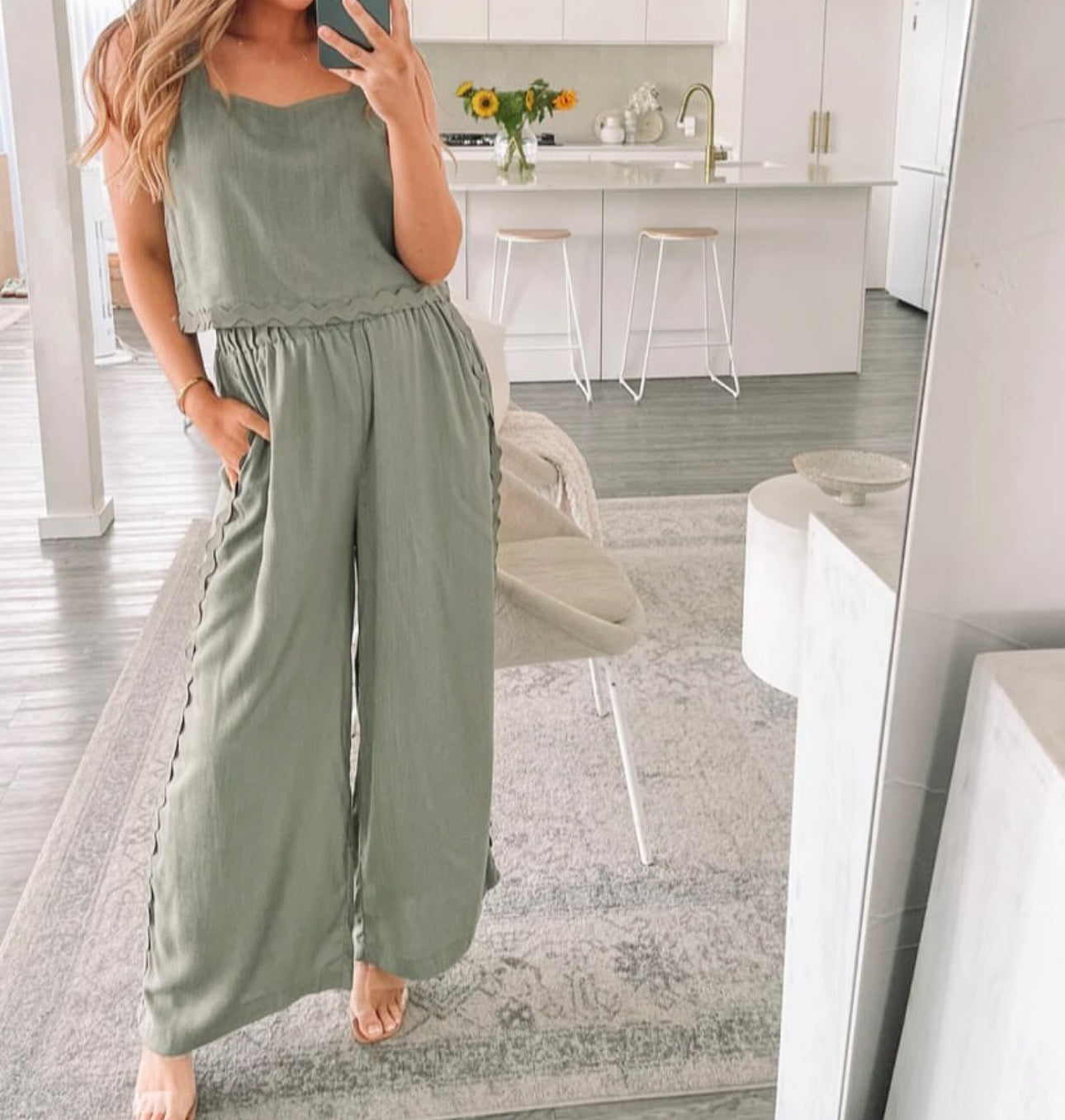 STEPH TWO PIECE KHAKI PANT SET