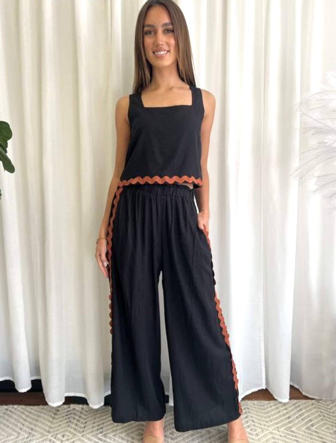 STEPH TWO PEICE PANT SUIT BLK/RUST