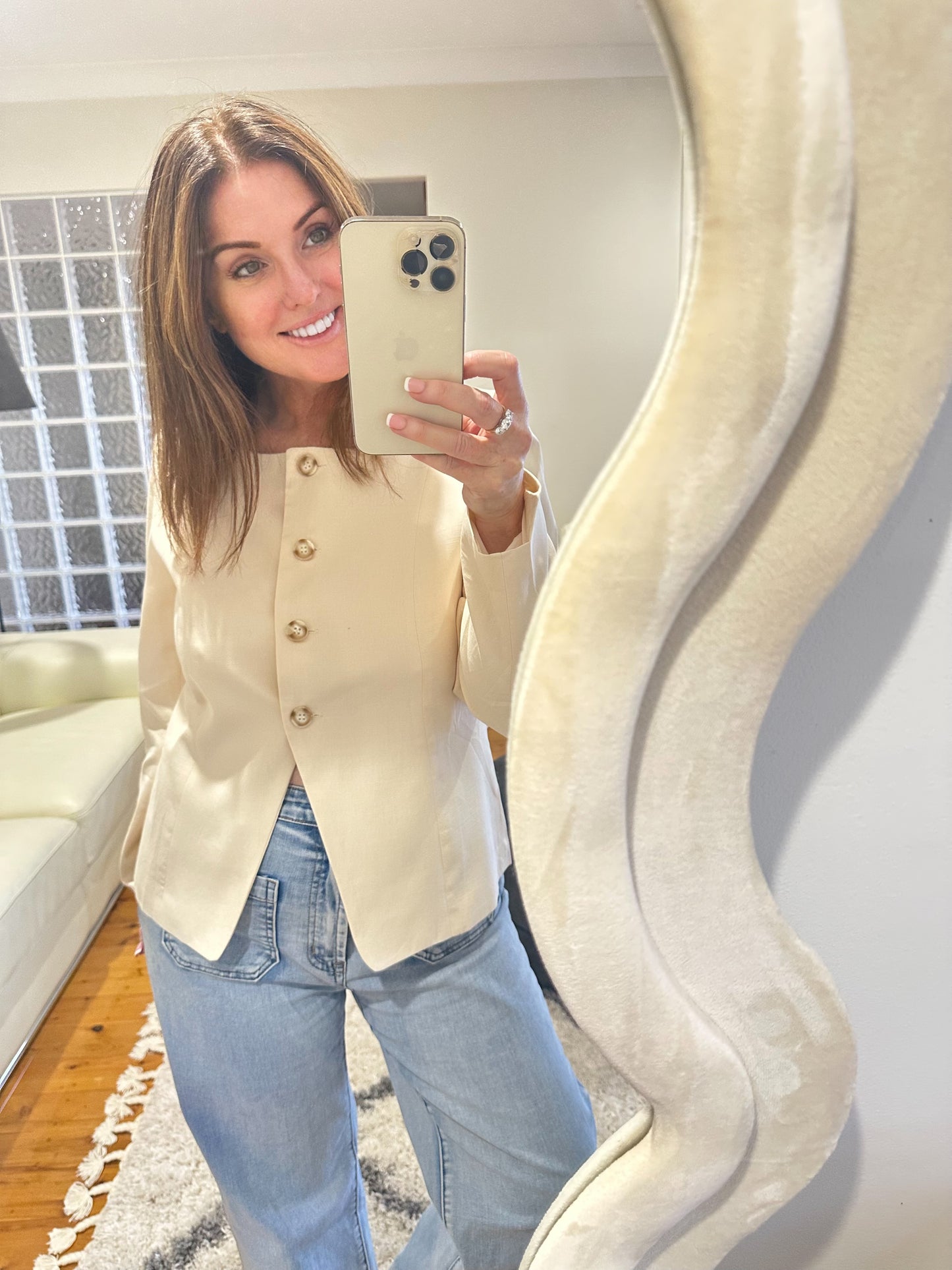 RAYA LINEN BLEND BLAZER/TOP - CREAM