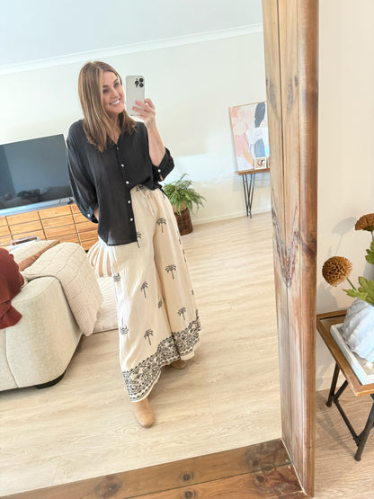 ASTRID EMBROIDED WIDE LEG PANT