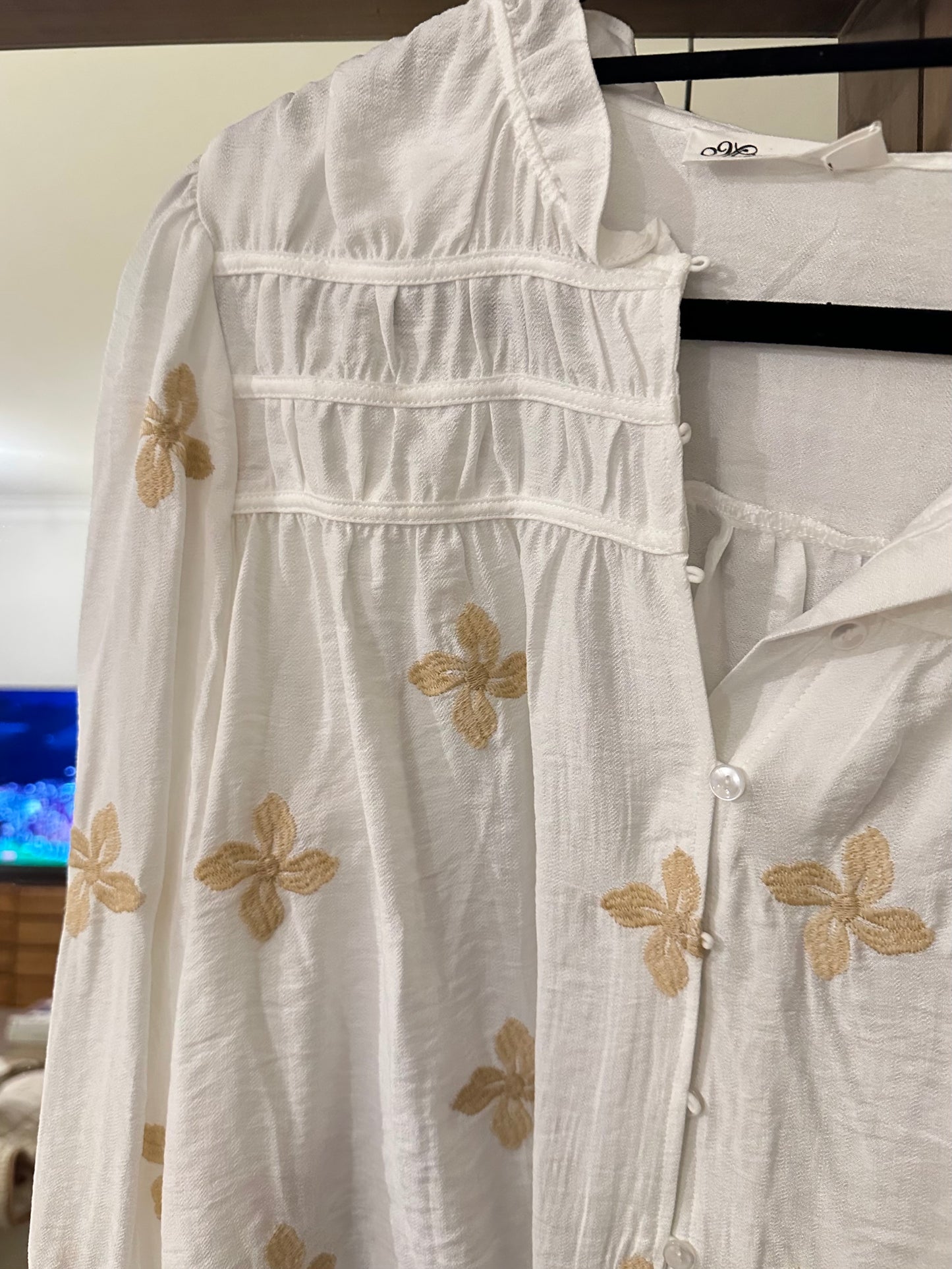 SAGE Embroidered Blouse in White