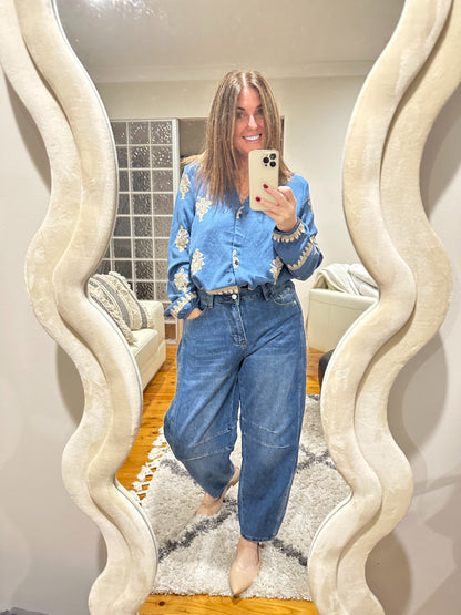 G R A C I E embroided blouse in Denim
