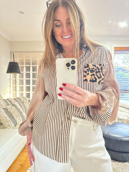 LEOPARD + STRIPE SHIRT